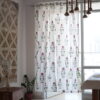 Red Poppy Semi Sheer Block Print Curtain