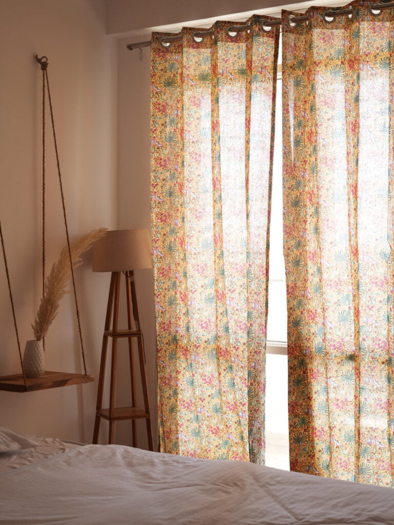 Mustard Garden Sheer Cotton Curtains