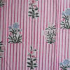 Pink Striped Floral Buta Cotton Curtain - Image 4