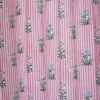 Pink Striped Floral Buta Cotton Curtain - Image 3