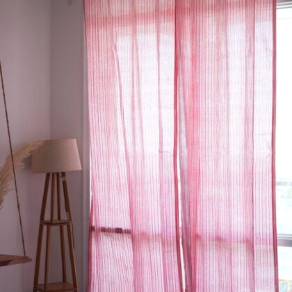 French Style Red Stripped Curtains