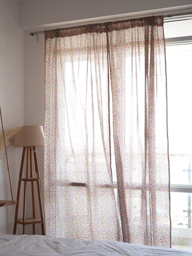 Little Foral Drops Sheer Cotton Curtains - Image 3
