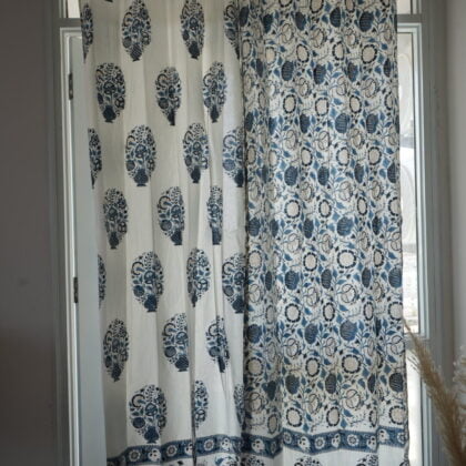 Blue and White Combination Patterned Curtains