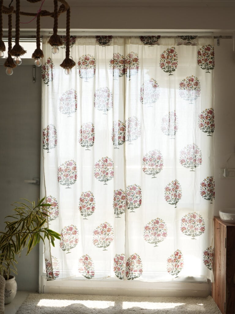 Flower Bunch Semi Sheer Curtains