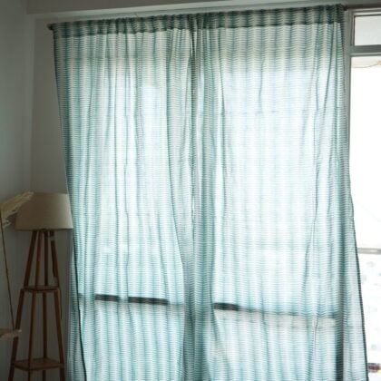 green curtains