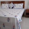 Stunning Blue Floral Vibes White Cotton Bedsheet | Premium Soft Comfort - Image 3