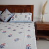 Stunning Blue Floral Vibes White Cotton Bedsheet | Premium Soft Comfort - Image 4