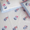 Stunning Blue Floral Vibes White Cotton Bedsheet | Premium Soft Comfort - Image 2