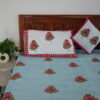 Elegant Torquoise Textured & Buta Print Bedsheet | Premium Cotton Comfort - Image 3