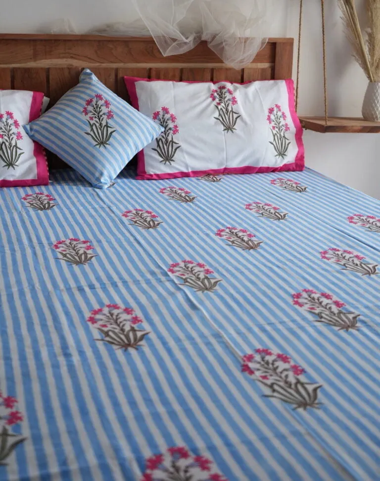 Blue stripted bedsheet