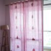Pink Textured Rose Print Semi Sheer Curtains in 100% cotton - Image 4