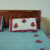 Elegant Handcrafted Cotton Rose Buta Print Torquoise Block Print Bedsheet - Image 3