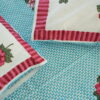 Elegant Handcrafted Cotton Rose Buta Print Torquoise Block Print Bedsheet - Image 2