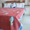 Stunning Red & Peach Striped Block Print Bedsheet | Handcrafted Cotton Comfort - Image 4