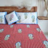Stunning Red & Peach Striped Block Print Bedsheet | Handcrafted Cotton Comfort - Image 3