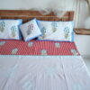 Luxurious Red & Peach Striped Block Print Premium AC Quilt - Image 3