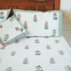Exquisite Cotton Block Print Bedsheet in Green Floral Print - Image 3