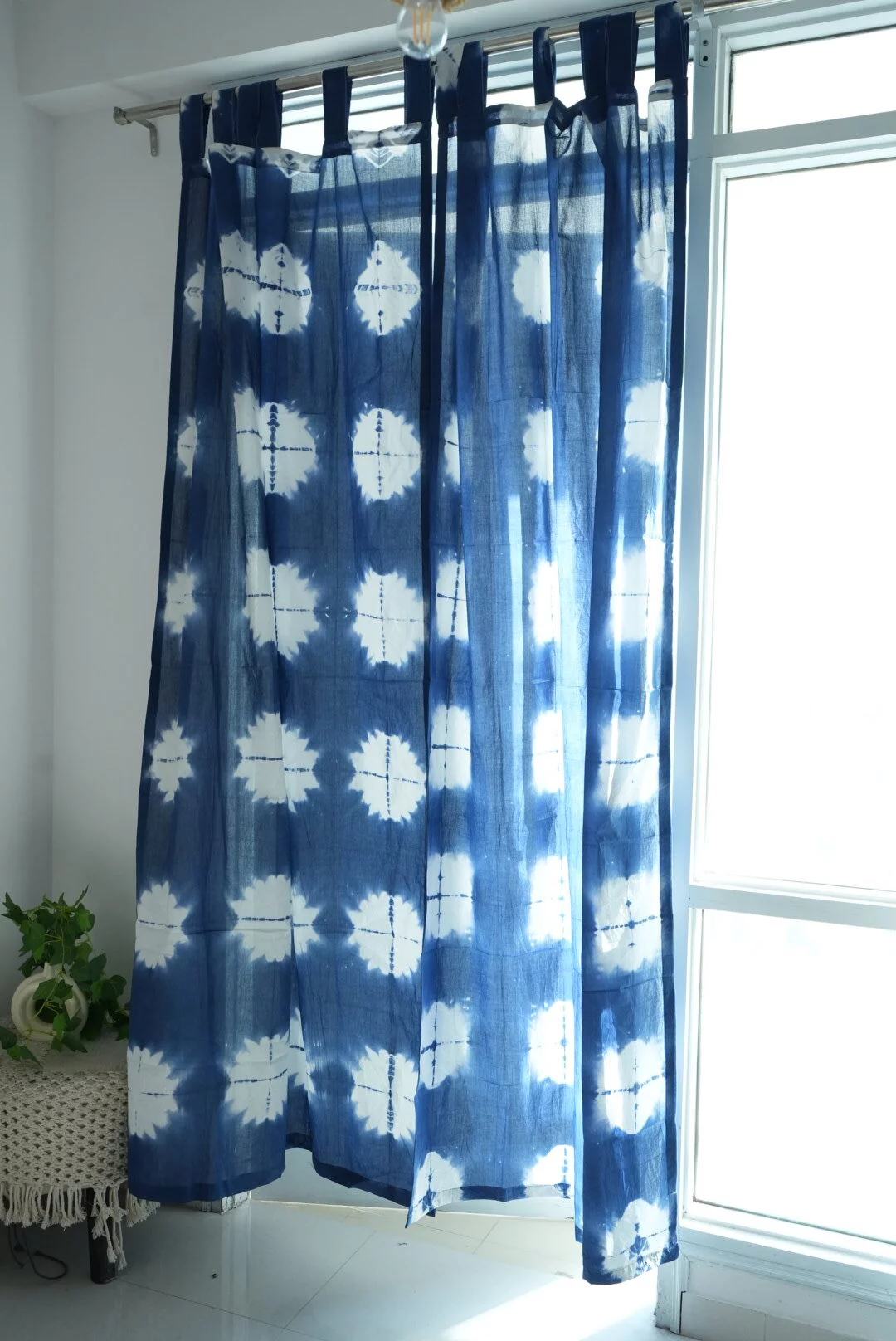 blue curtains