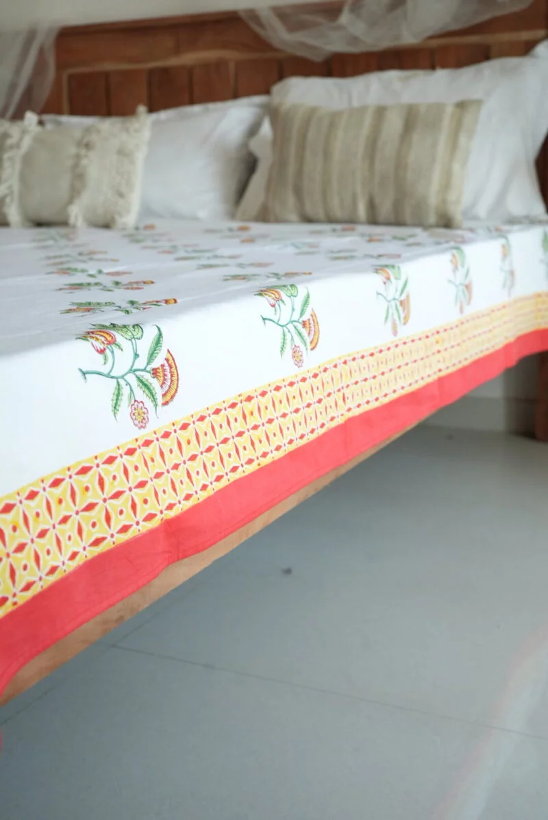 Wildflower Block Print Cotton Bedsheet - Image 2