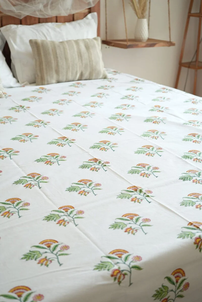 Wildflower Block Print Cotton Bedsheet