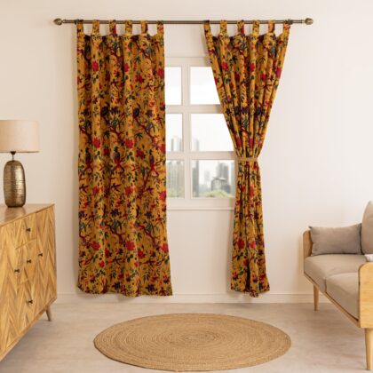 dark yellow velvet curtains