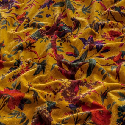 dark yellow velvet curtains