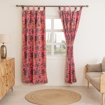 light pink velvet curtains
