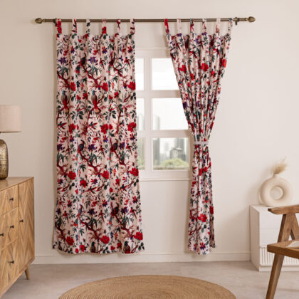 pink velvet curtains