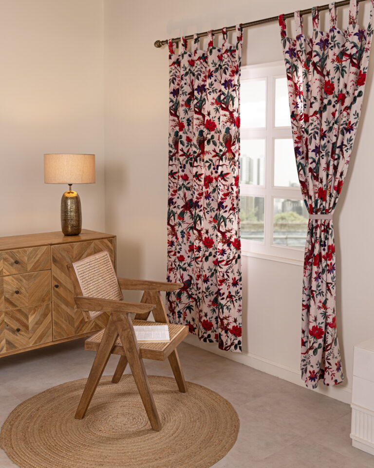 pink velvet curtains