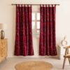 Red Velvet with floral print curtains