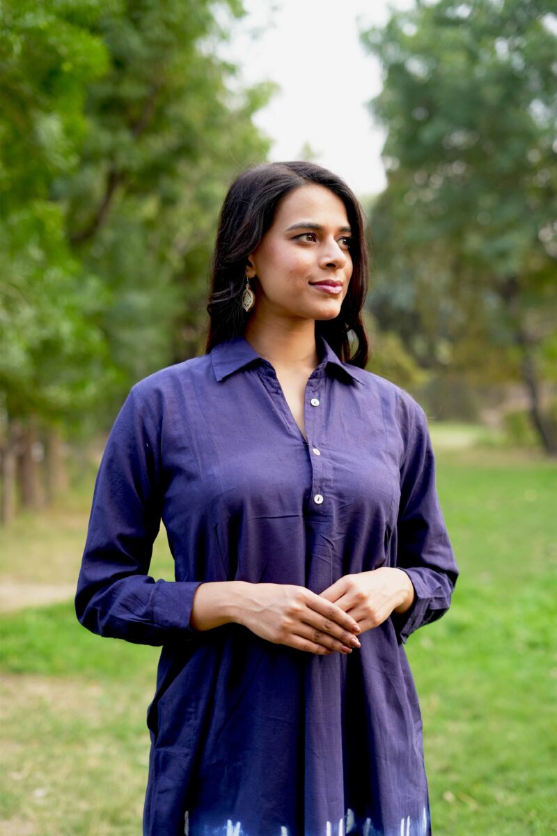 Beautiful Purple Block Print Cotton Short Dress - Image 5