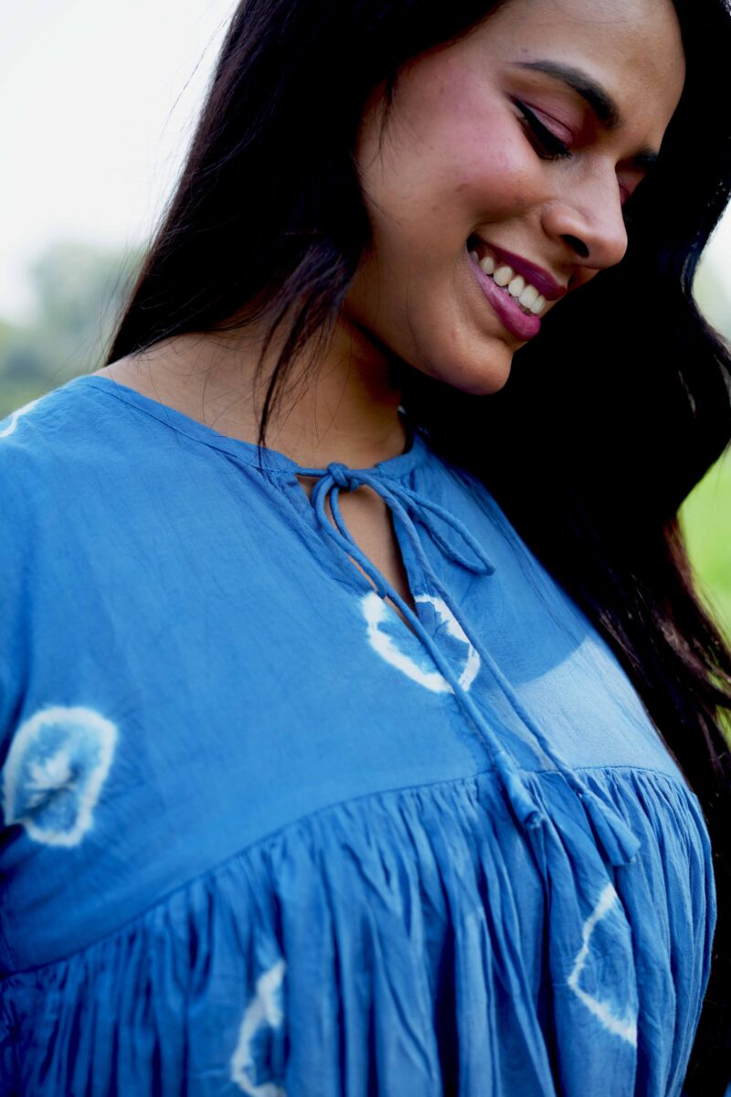 Beautiful Three Color Mul Cotton Tie Dye Dress - Image 3