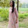Vibrant Pink Flower Print Mul Cotton Long Dress-3 – Effortless Everyday Wear - Image 5