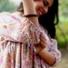 Vibrant Pink Flower Print Mul Cotton Long Dress-3 – Effortless Everyday Wear - Image 3