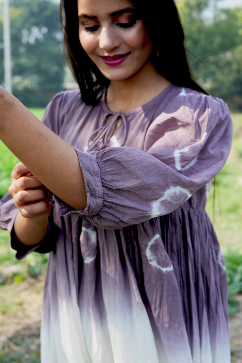 Beautiful Three Color Mul Cotton Tie Dye Dress - Image 6