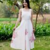 White Flower Stunning Print Cotton Sleeveless Long Dress – Fresh & Elegant Look at only 3,399 - Image 2