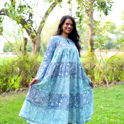 Block printed cotton dress