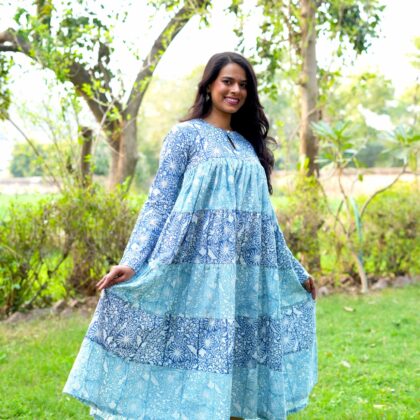Block printed cotton dress