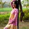 Stunning & Vibrant Pink & Yellow Block Printed Cotton Long Dress – Only ₹3,399 - Image 4
