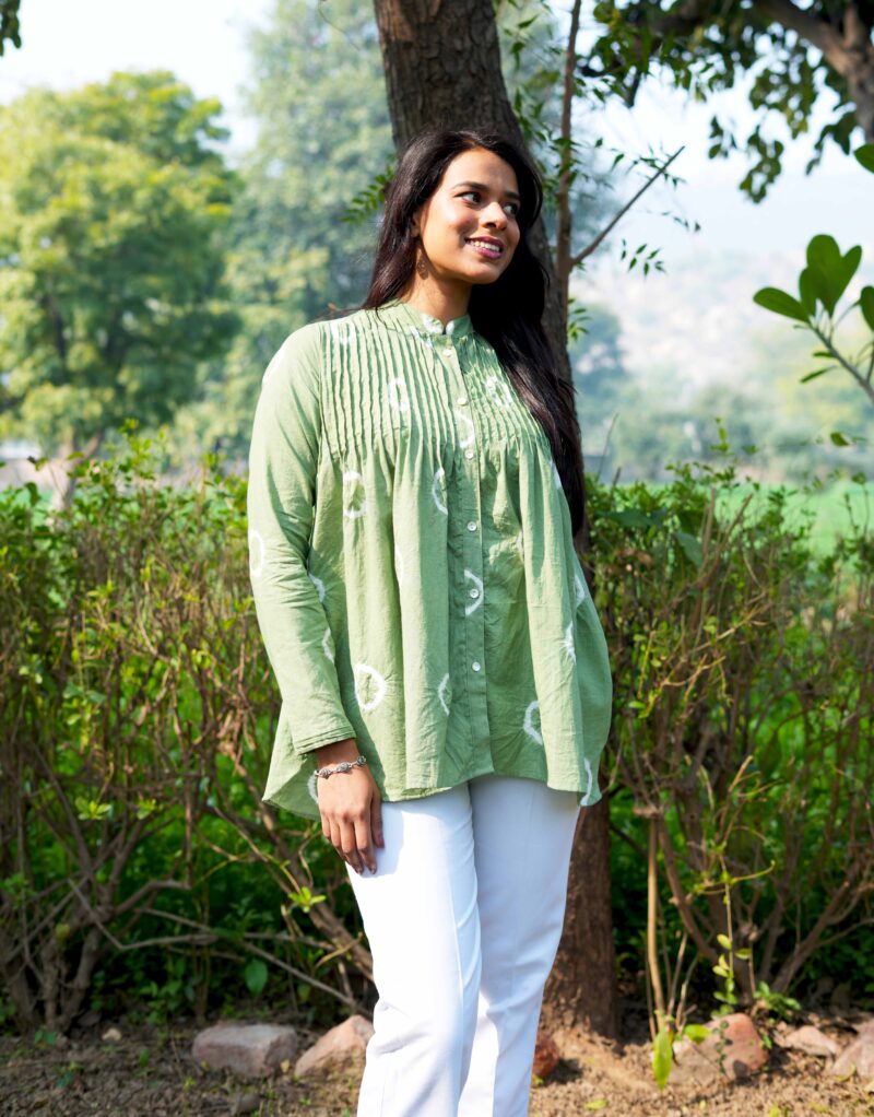 Green Cotton Ladies Tie-Dye Tunic - Image 3
