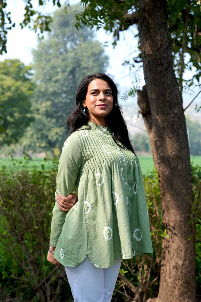 Green Cotton Ladies Tie-Dye Tunic - Image 2