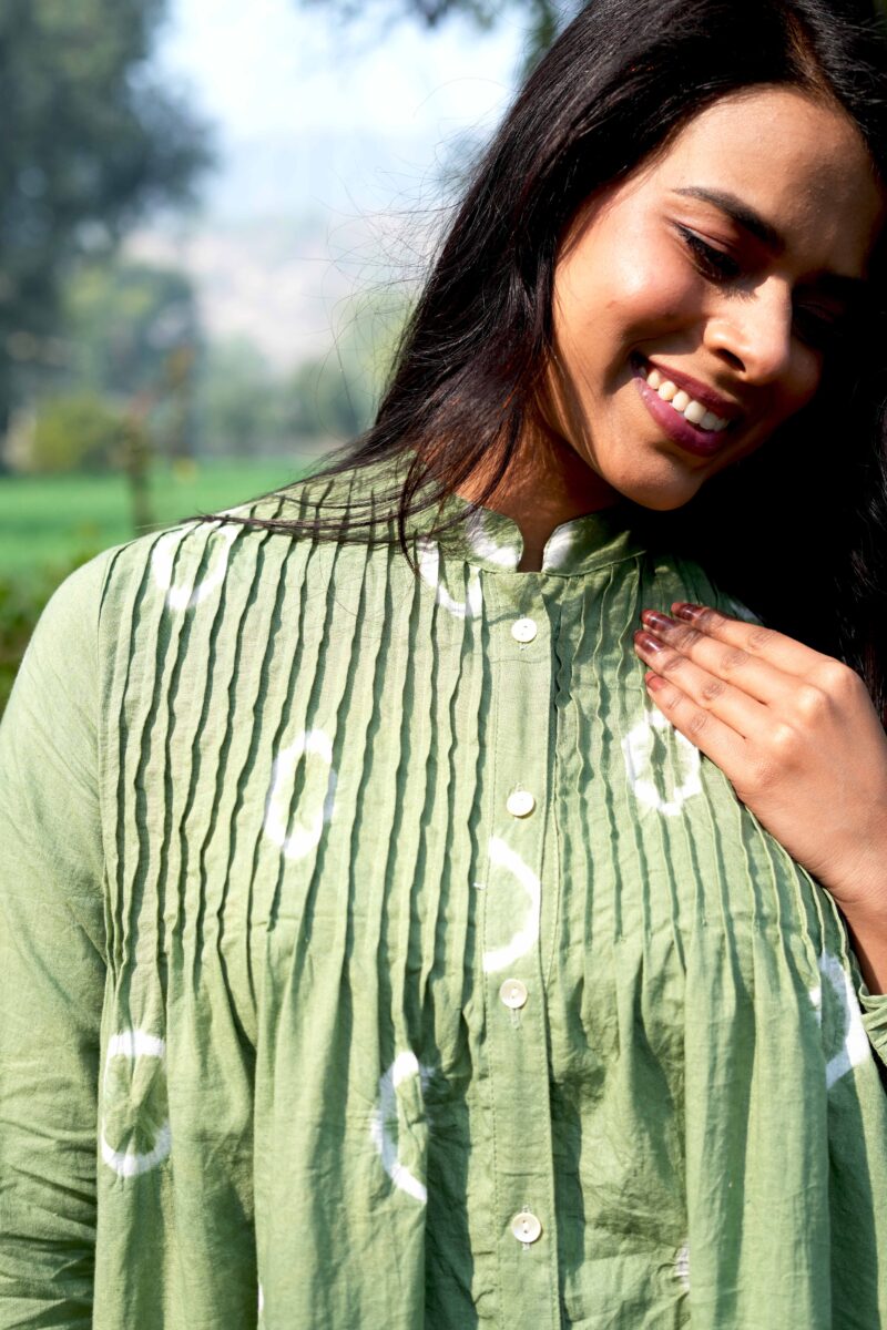 Green Cotton Ladies Tie-Dye Tunic - Image 6
