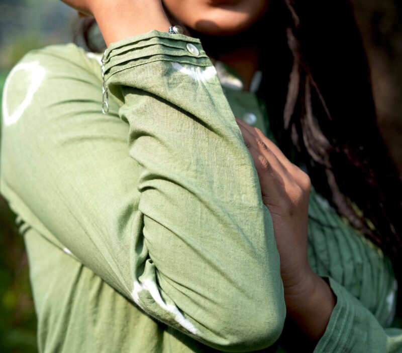 Green Cotton Ladies Tie-Dye Tunic - Image 5