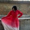 Red & White Print Cotton Long Dress – Stunning & Comfortable Wardrobe Essential - Image 4