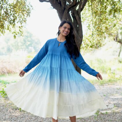 White and blue dress
