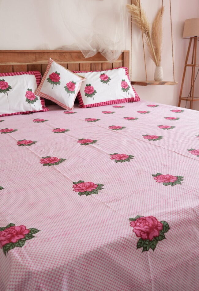 bedsheet for bed, cotton bedsheet, block printed bedsheet, hand block printed bedsheet
